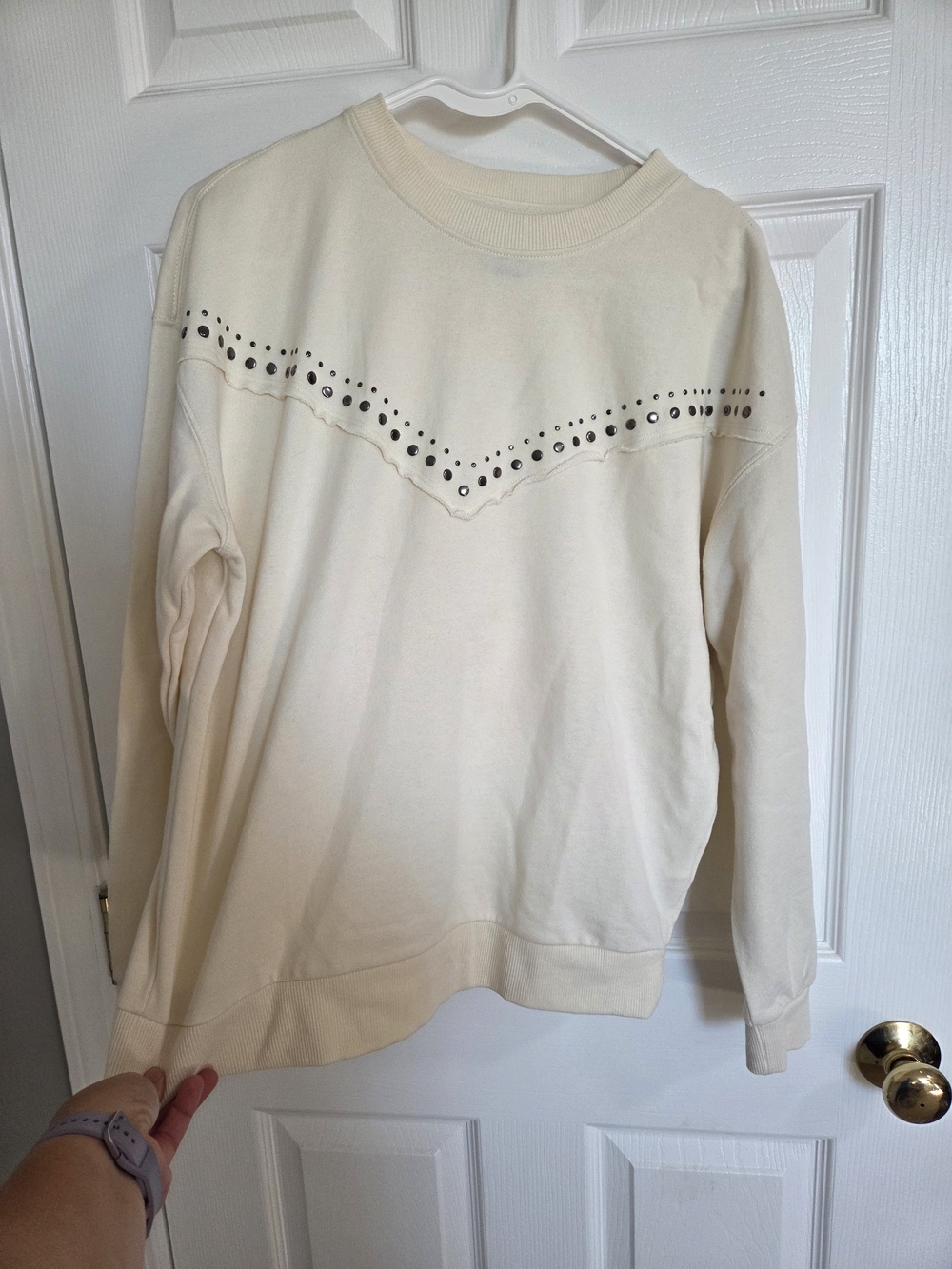 Ariat Cream Sweatshirt with Stud Accent